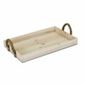 Tarifa 2 x 19.75 x 11.75 in. Natural Wooden Tray with Rope Handles TA3104702